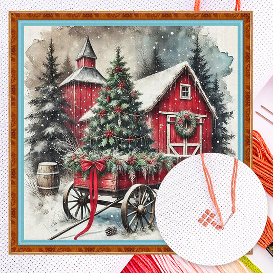 Christmas Cottage - Full 11CT Counted Cross Stitch 45x45CM - Huacan