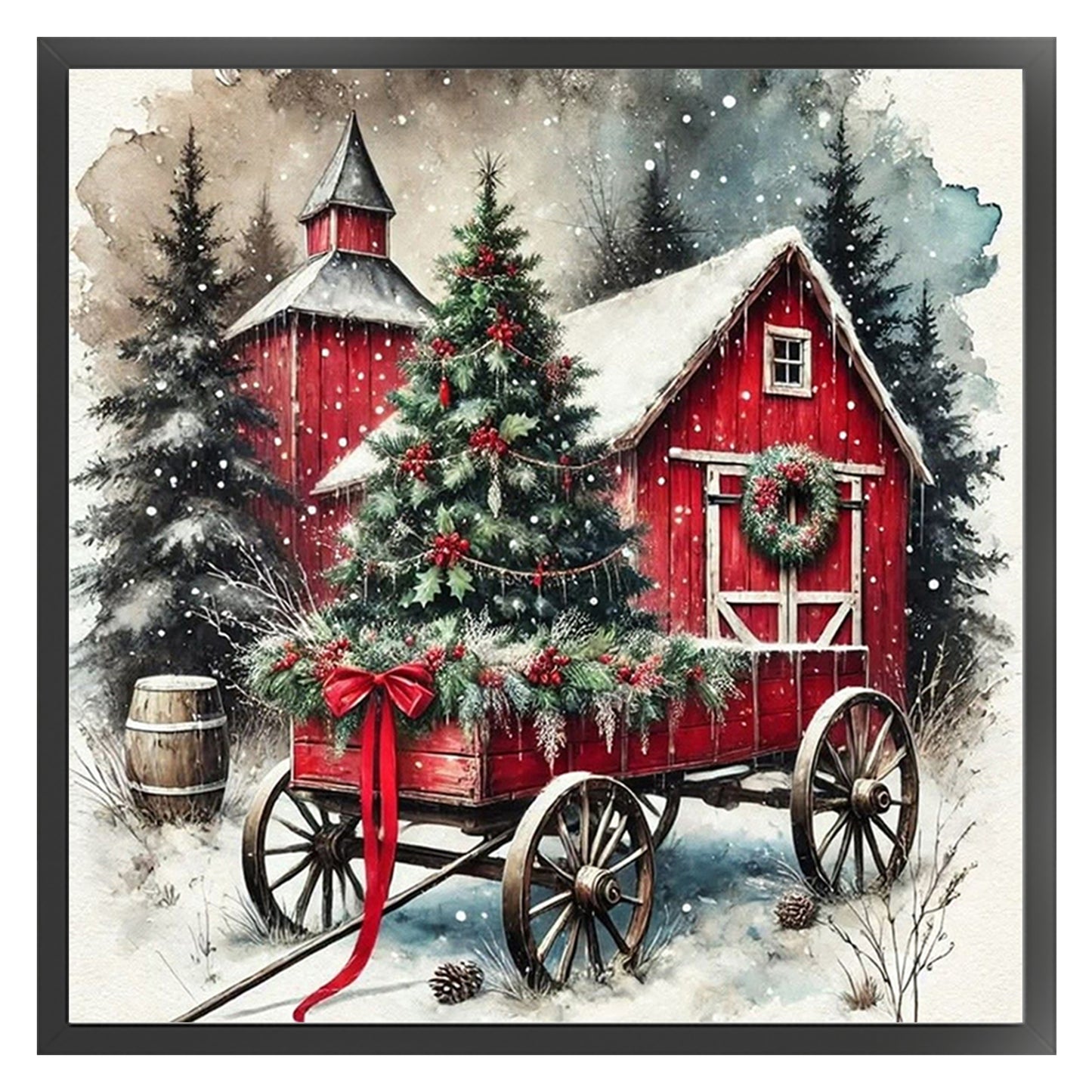 Christmas Cottage - Full 11CT Counted Cross Stitch 45x45CM - Huacan