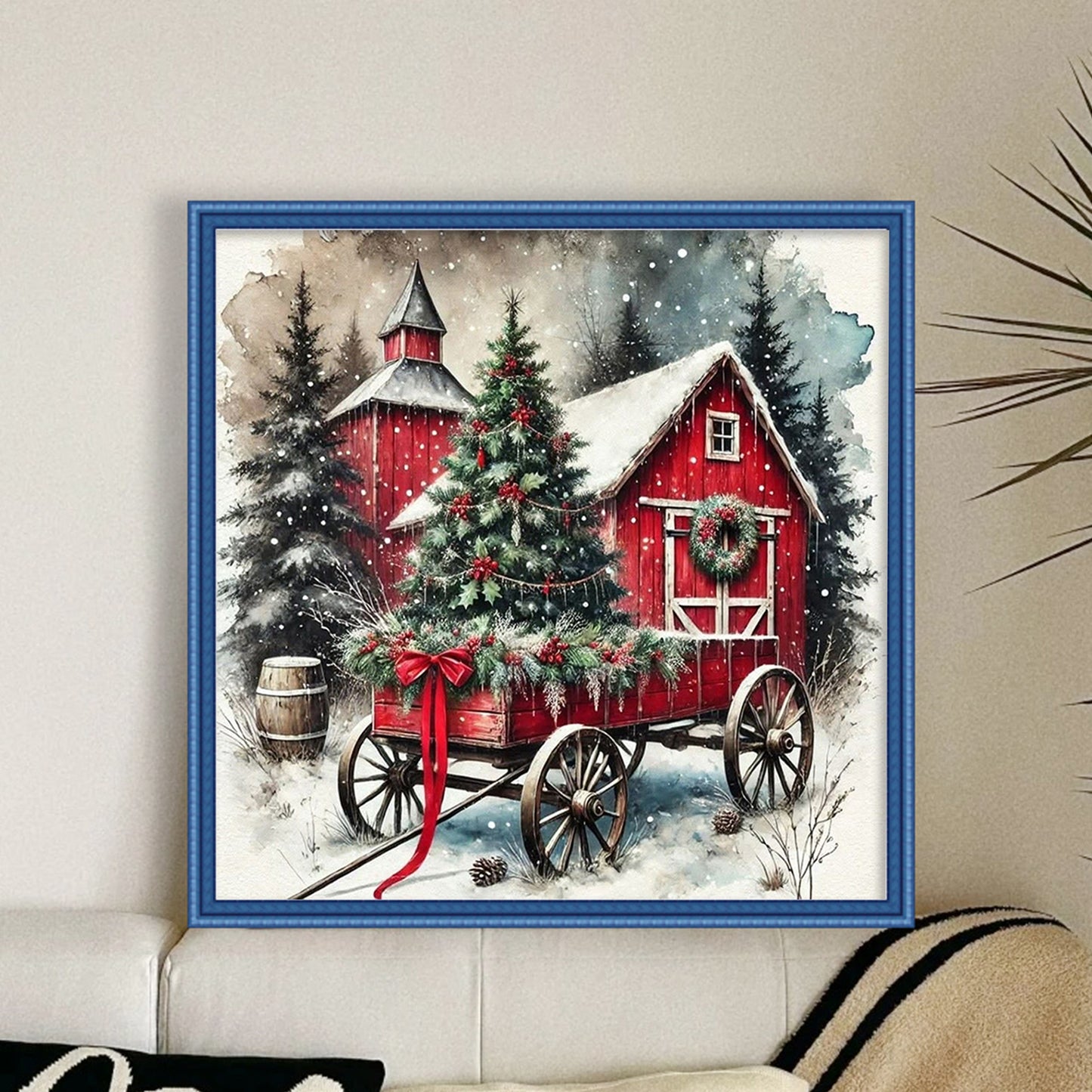 Christmas Cottage - Full 11CT Counted Cross Stitch 45x45CM - Huacan