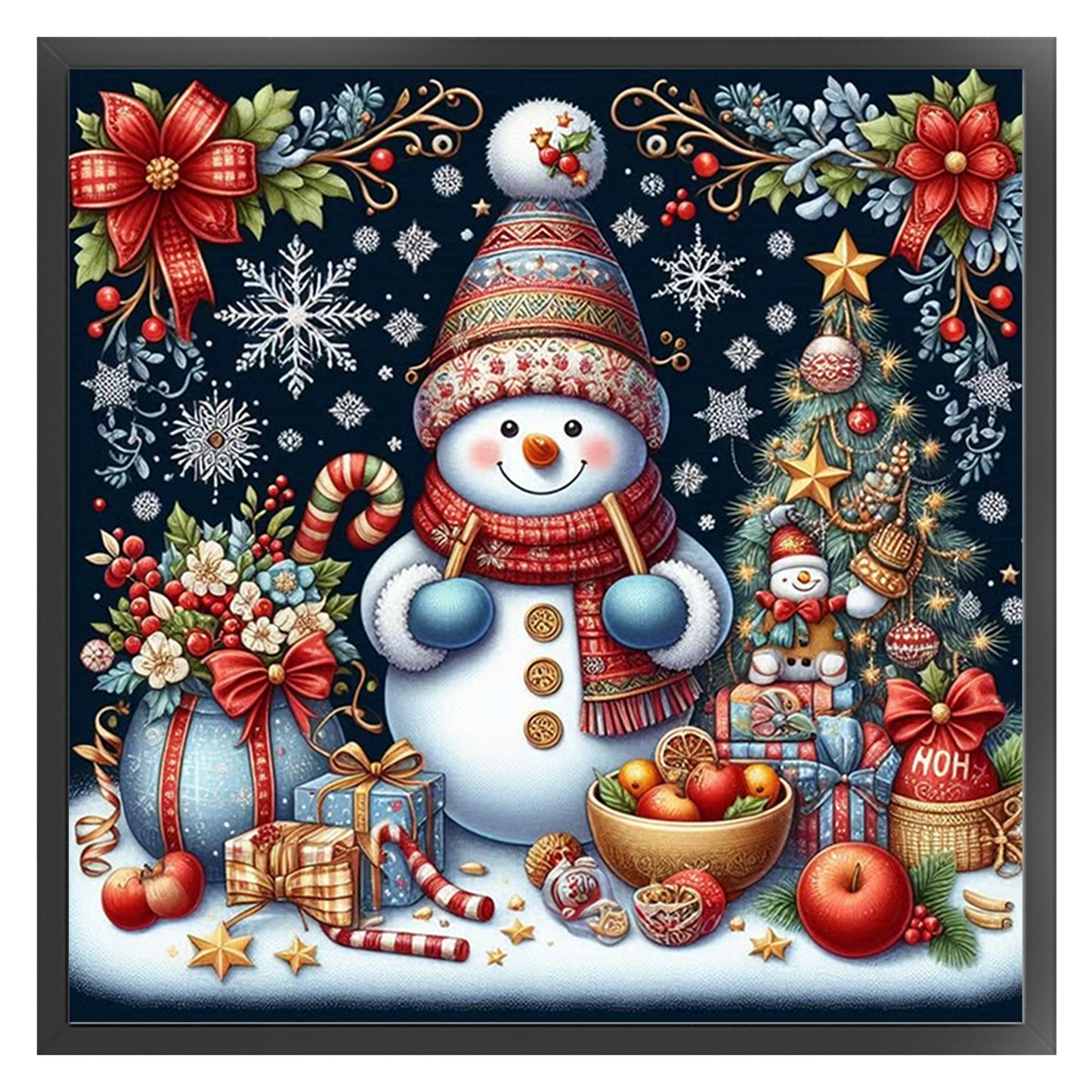 Christmas Snowman - Full 11CT Counted Cross Stitch 45x45CM - Huacan