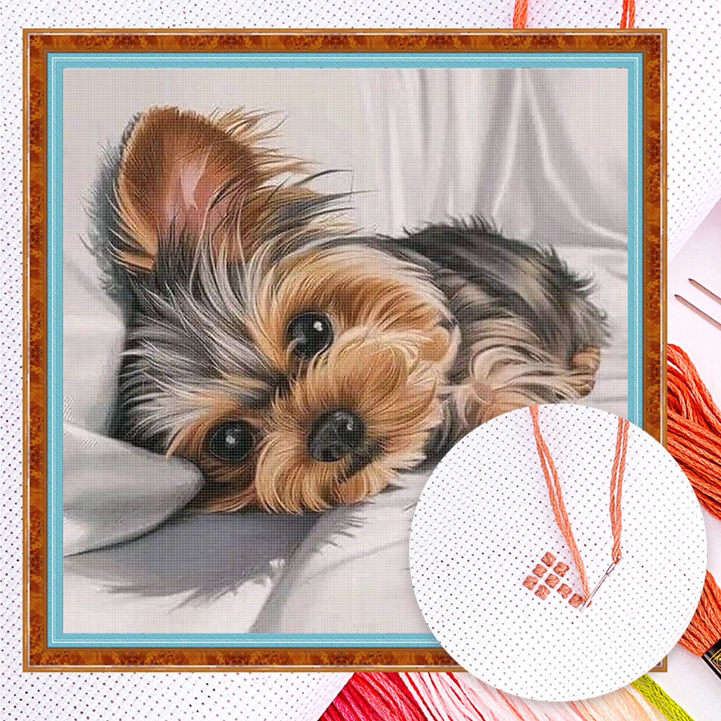 Yorkshire Terrier - Full 11CT Counted Cross Stitch 40x40CM - Huacan