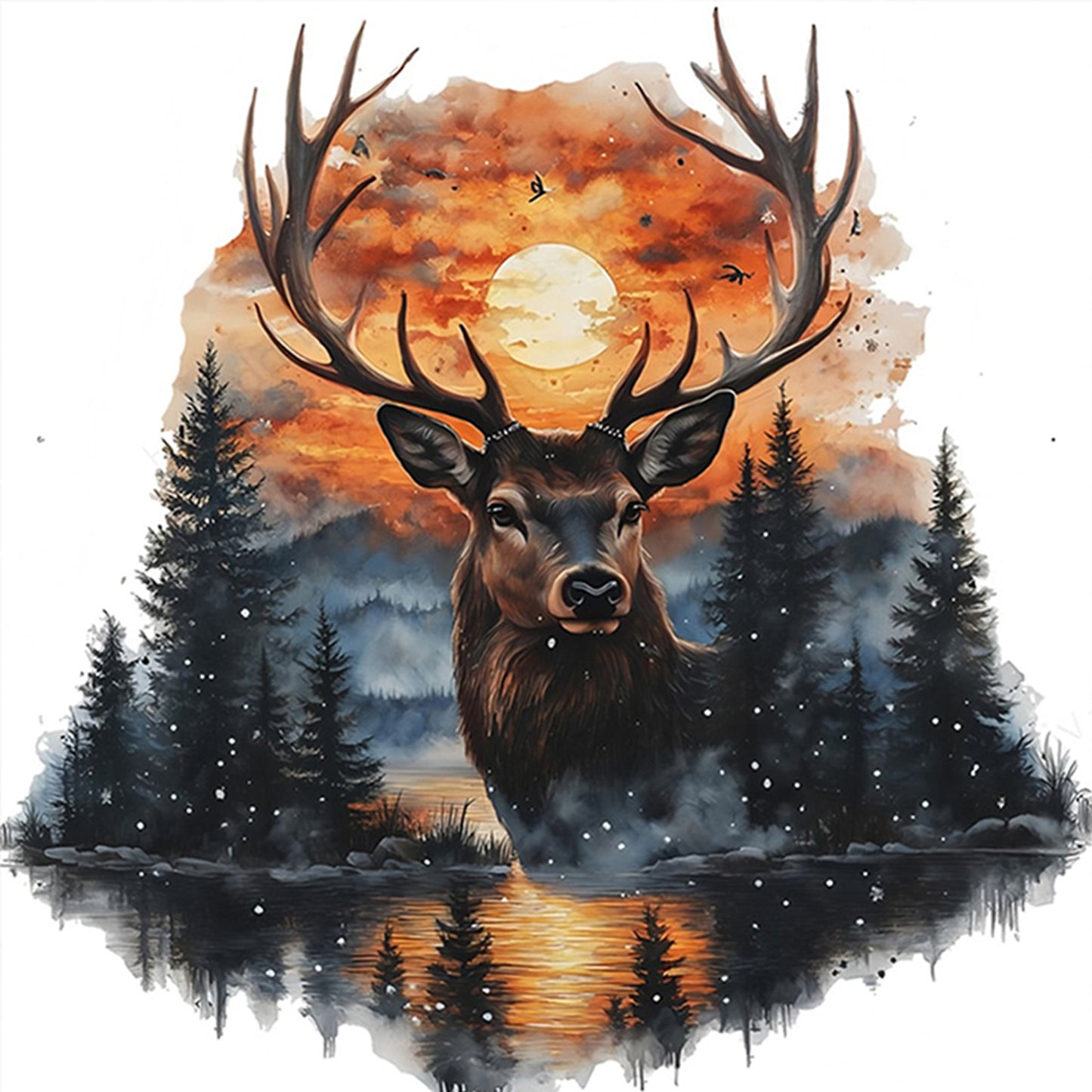 Deer - Full 11CT Counted Cross Stitch 40x40CM - Huacan