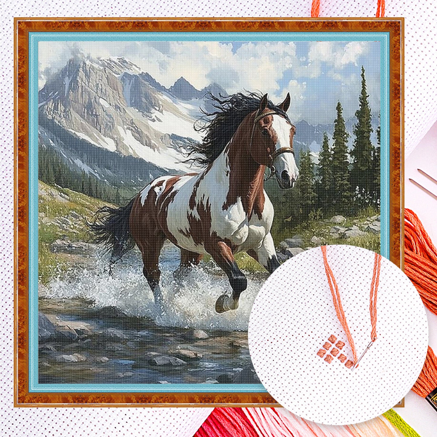 Horse - Full 11CT Counted Cross Stitch 40x40CM - Huacan