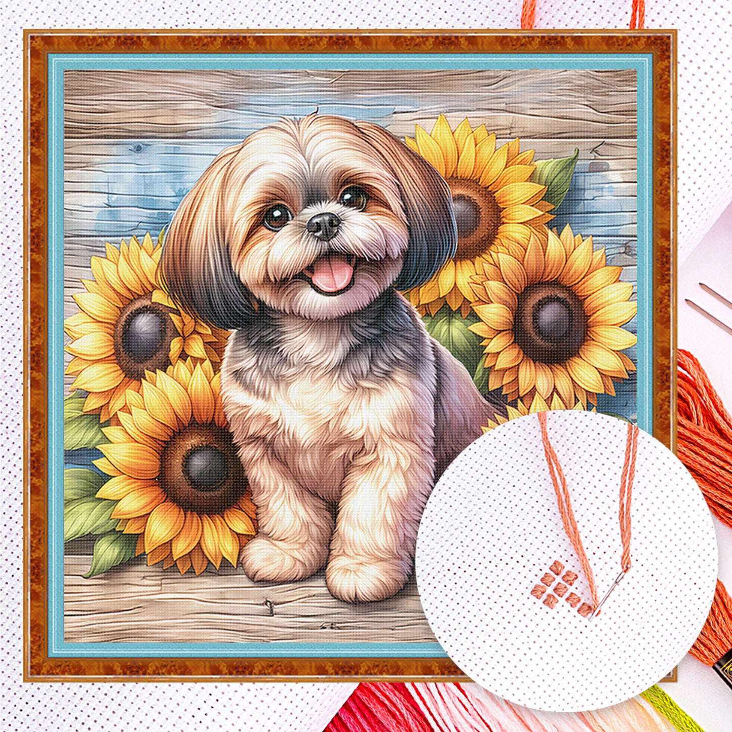 Shih Tzu - Full 11CT Counted Cross Stitch 40x40CM - Huacan