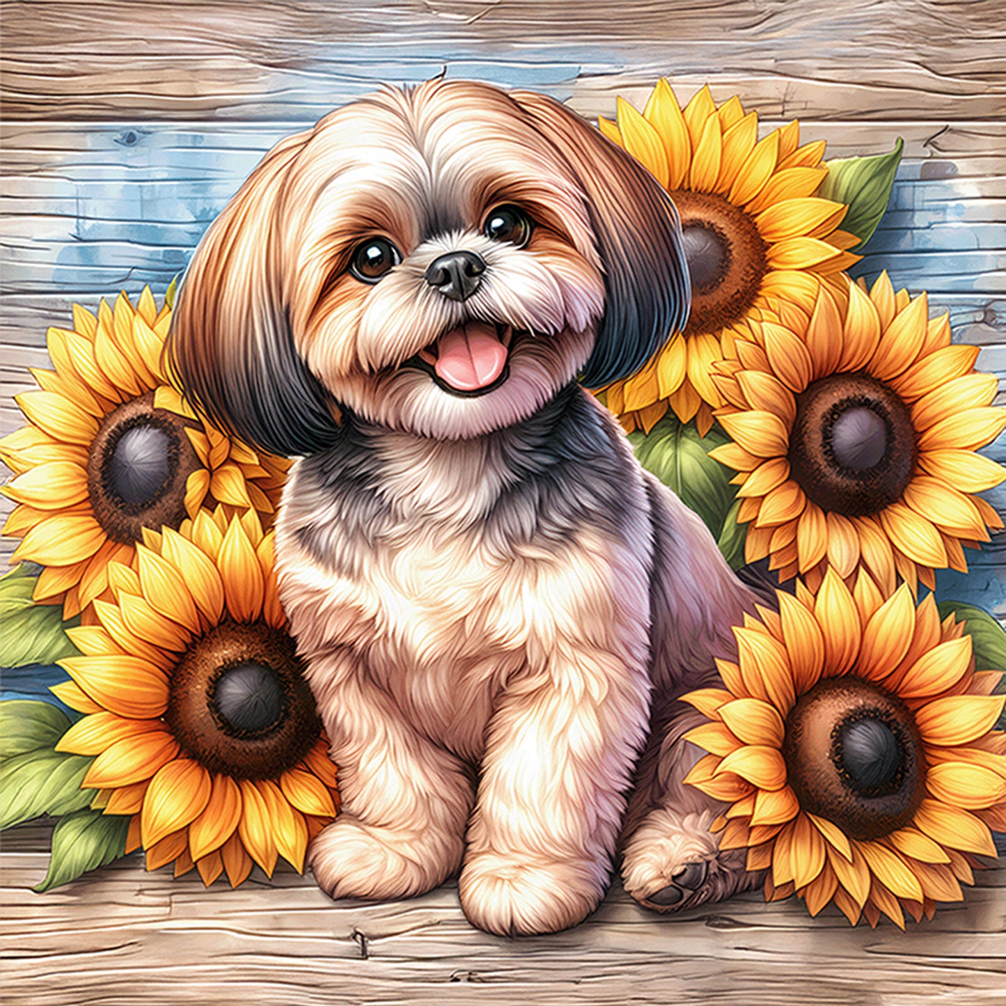 Shih Tzu - Full 11CT Counted Cross Stitch 40x40CM - Huacan
