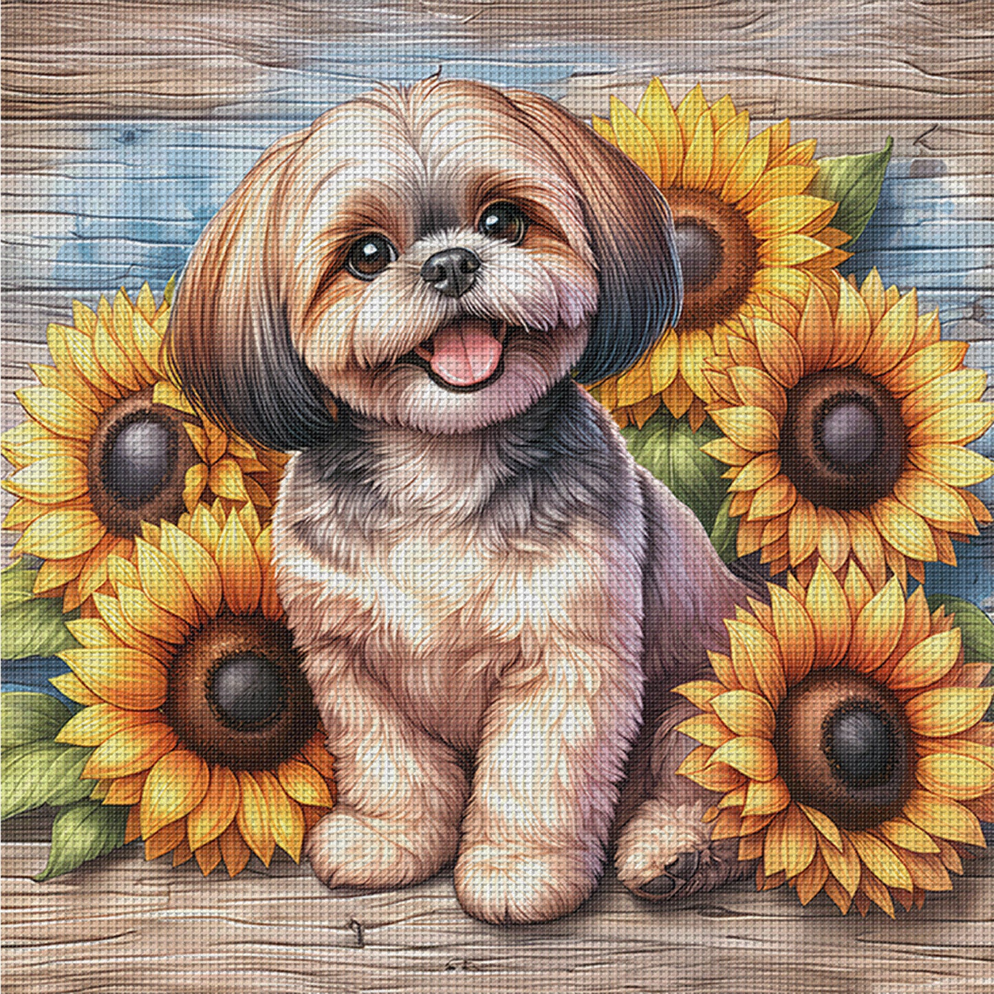 Shih Tzu - Full 11CT Counted Cross Stitch 40x40CM - Huacan