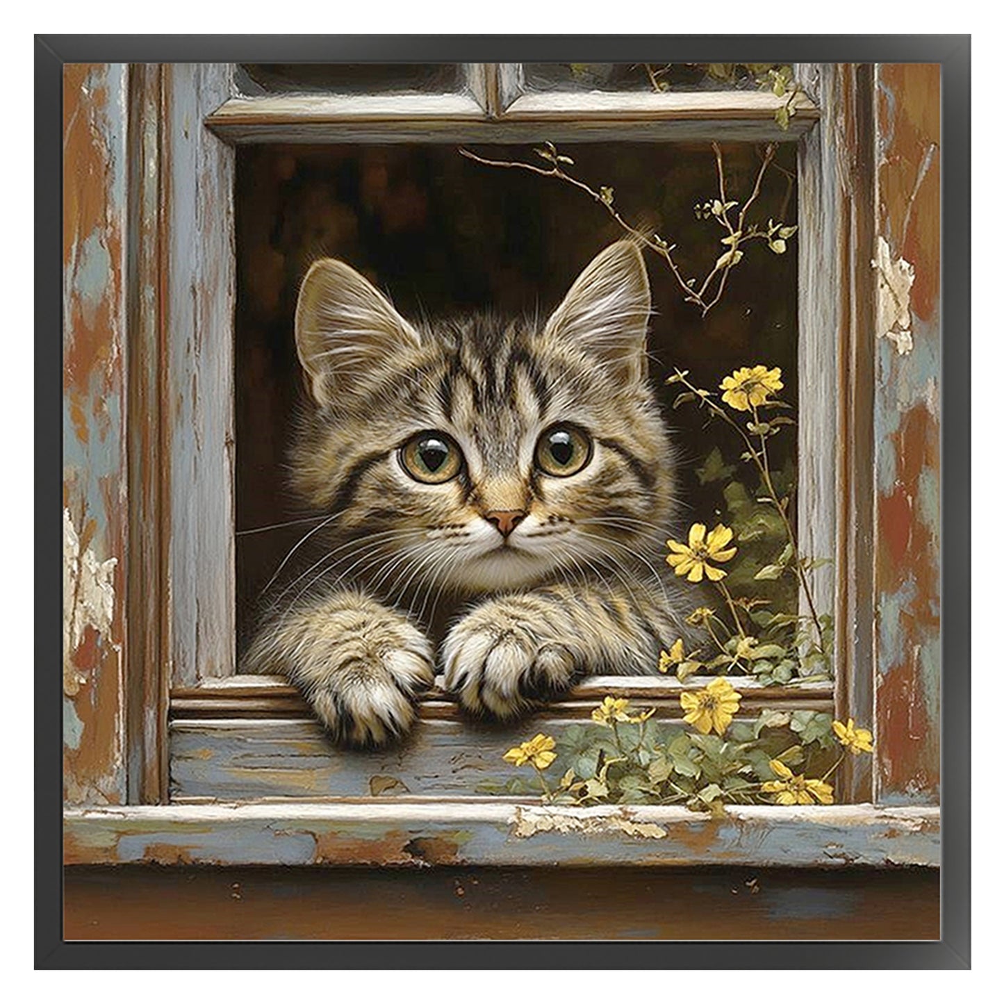 Cat - Full 11CT Counted Cross Stitch 40x40CM - Huacan