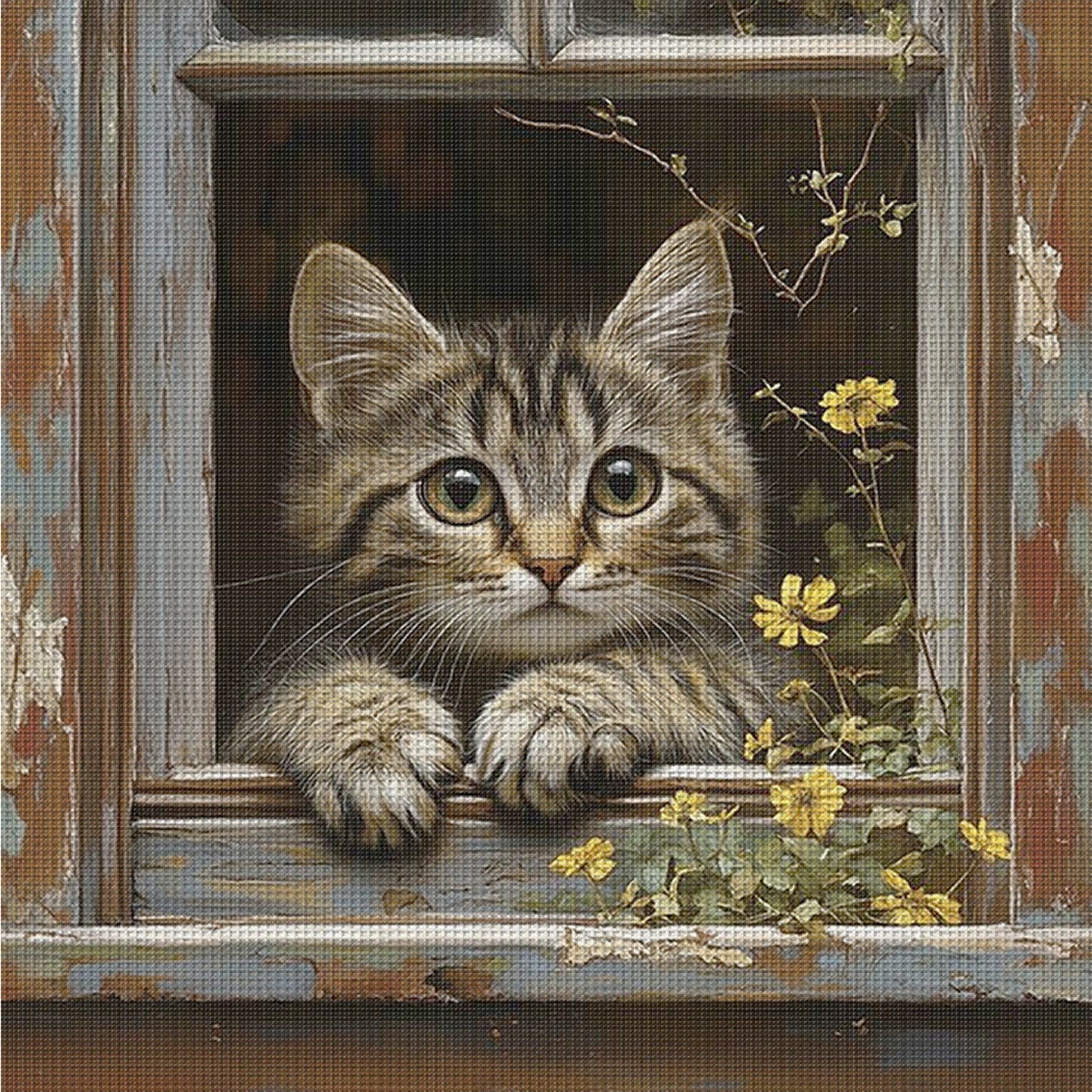 Cat - Full 11CT Counted Cross Stitch 40x40CM - Huacan