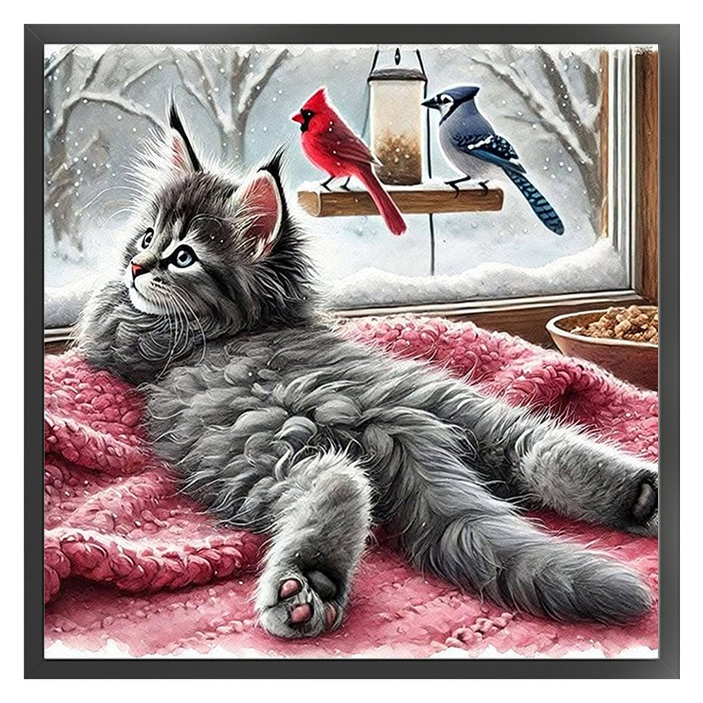 Cat - Full 11CT Counted Cross Stitch 40x40CM - Huacan
