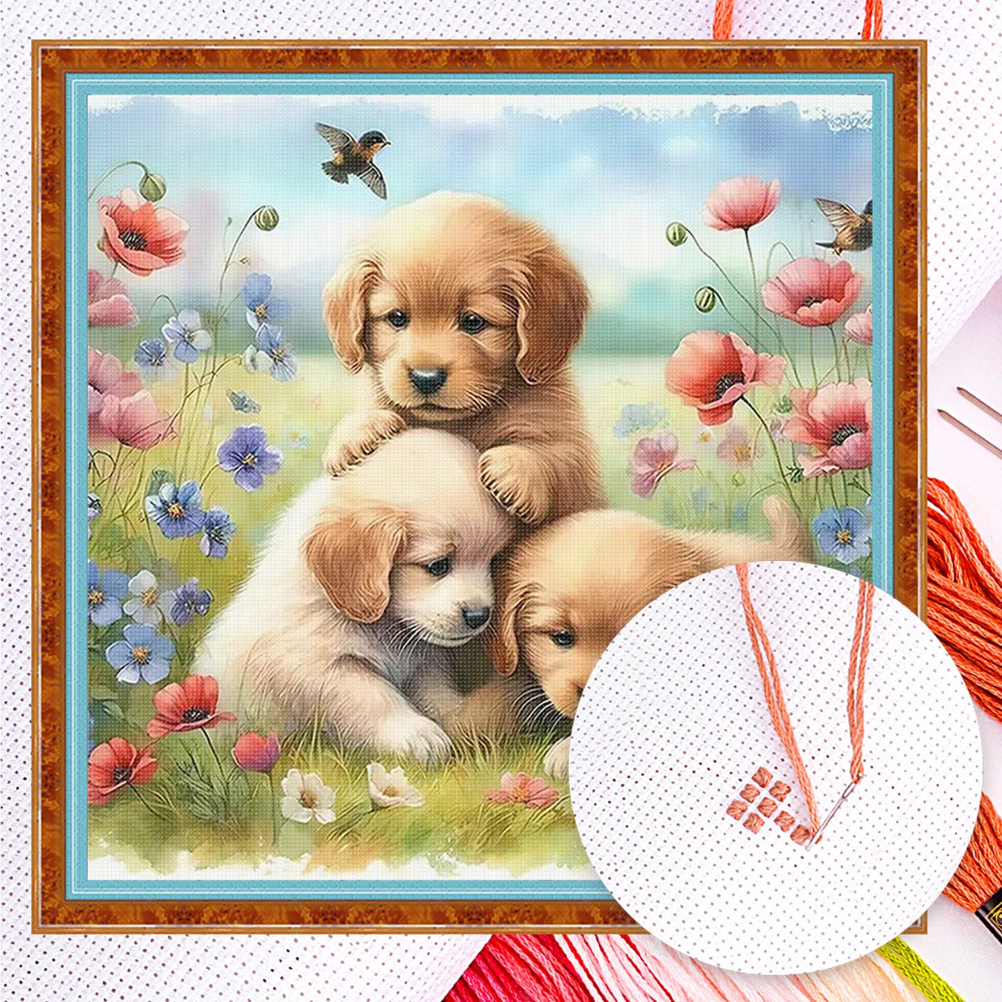 Golden Retriever - Full 11CT Counted Cross Stitch 40x40CM - Huacan