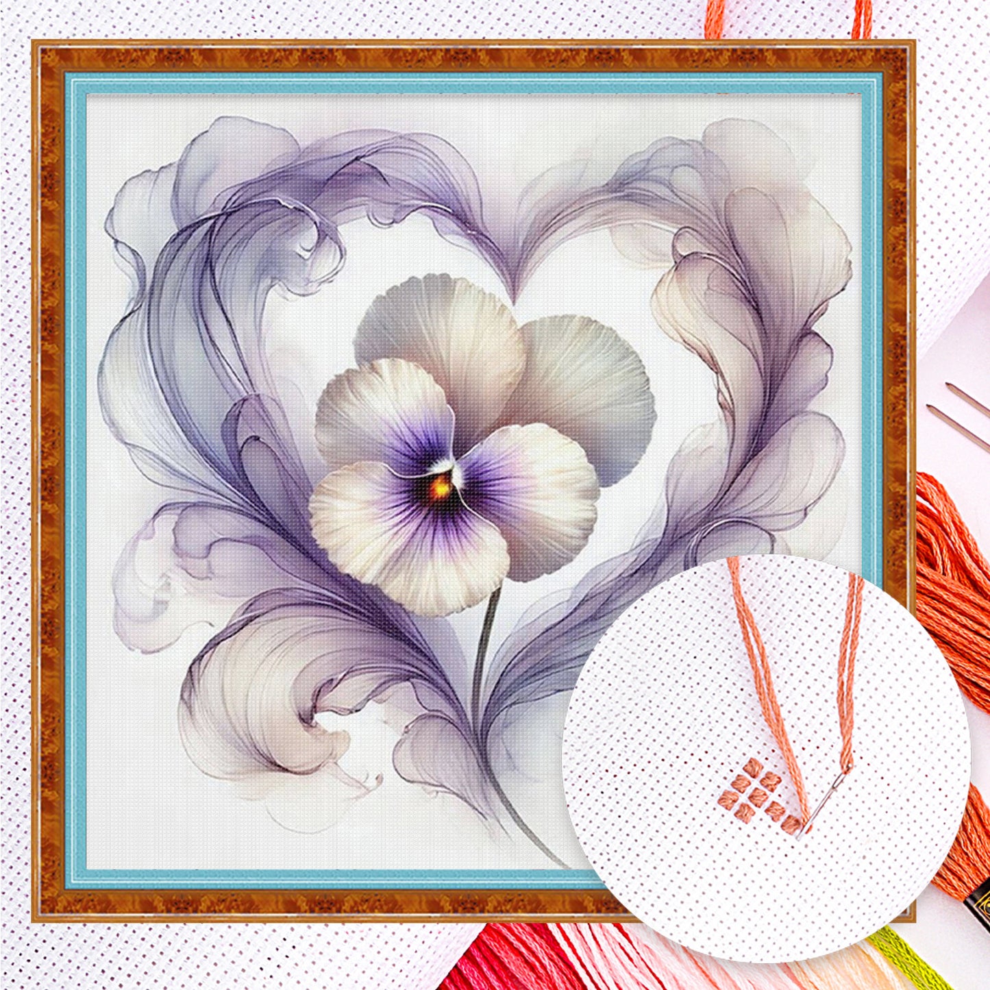 Pansy - Full 11CT Counted Cross Stitch 40x40CM - Huacan