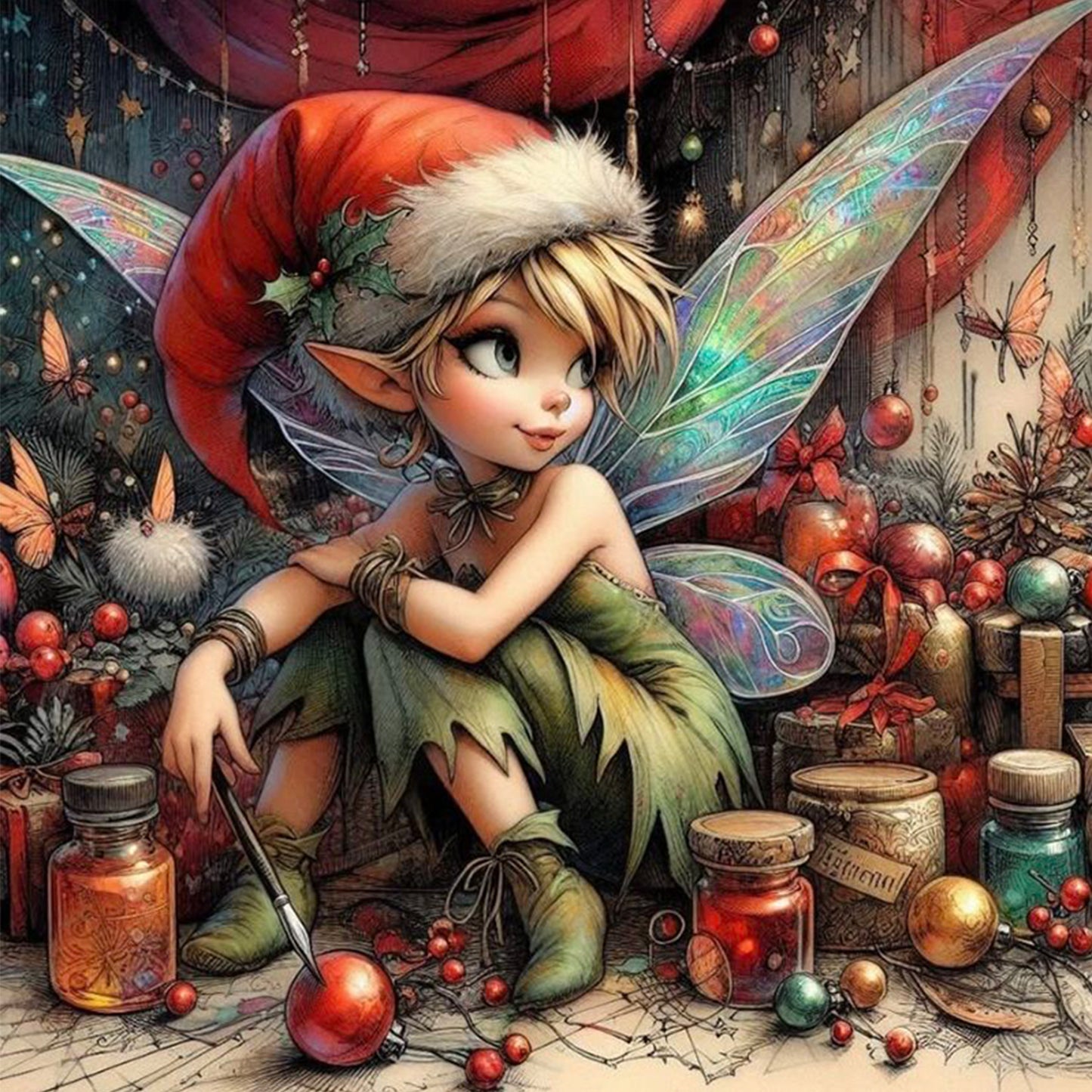 Fairy - Full 11CT Stamped Cross Stitch 45x45CM - Huacan