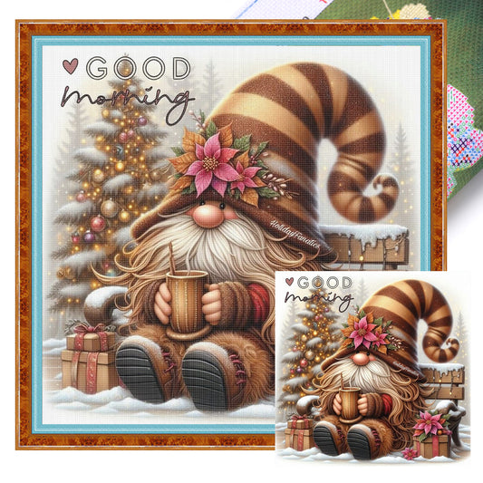 Gnome - Full 11CT Stamped Cross Stitch 45x45CM - Huacan