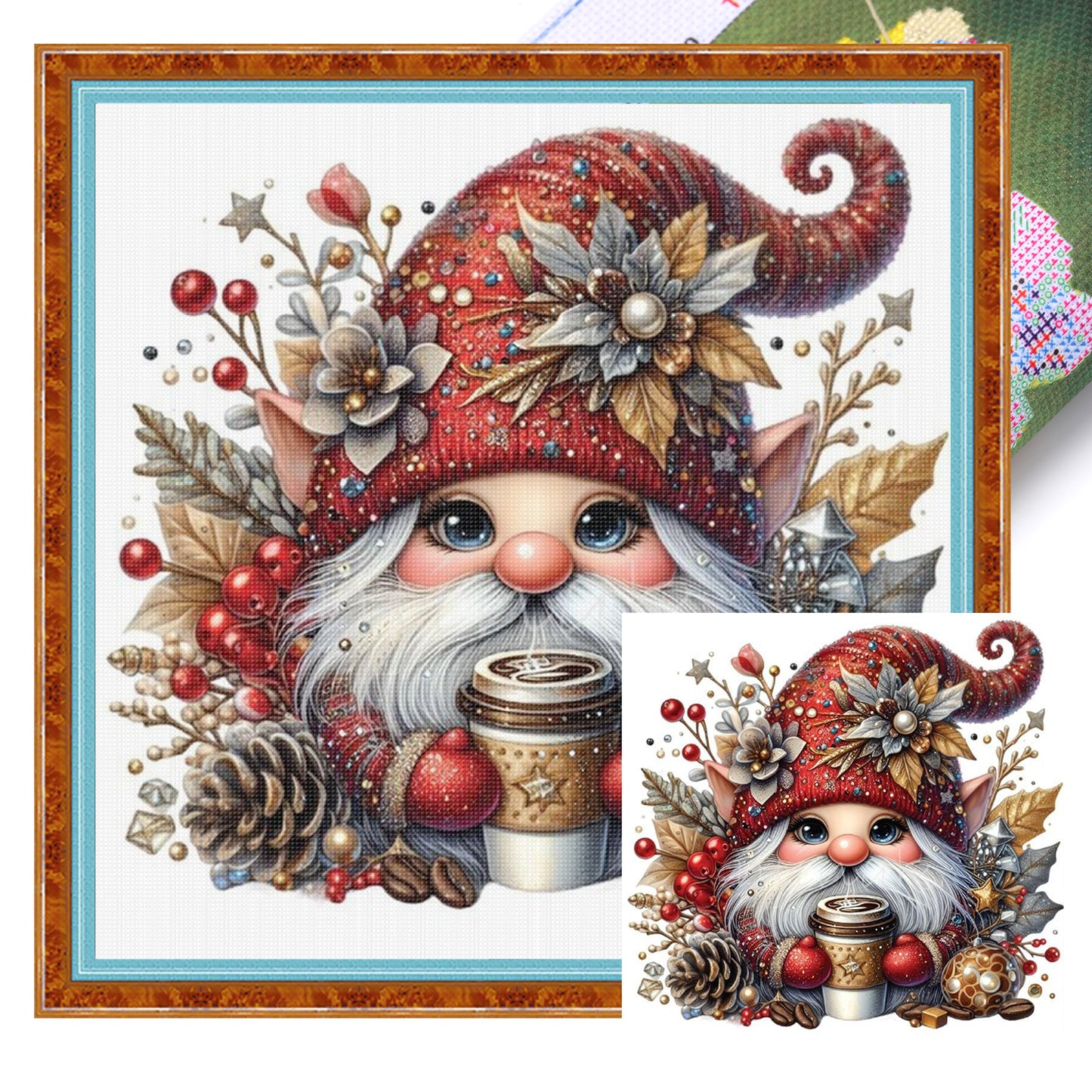 Gnome - Full 11CT Stamped Cross Stitch 45x45CM - Huacan