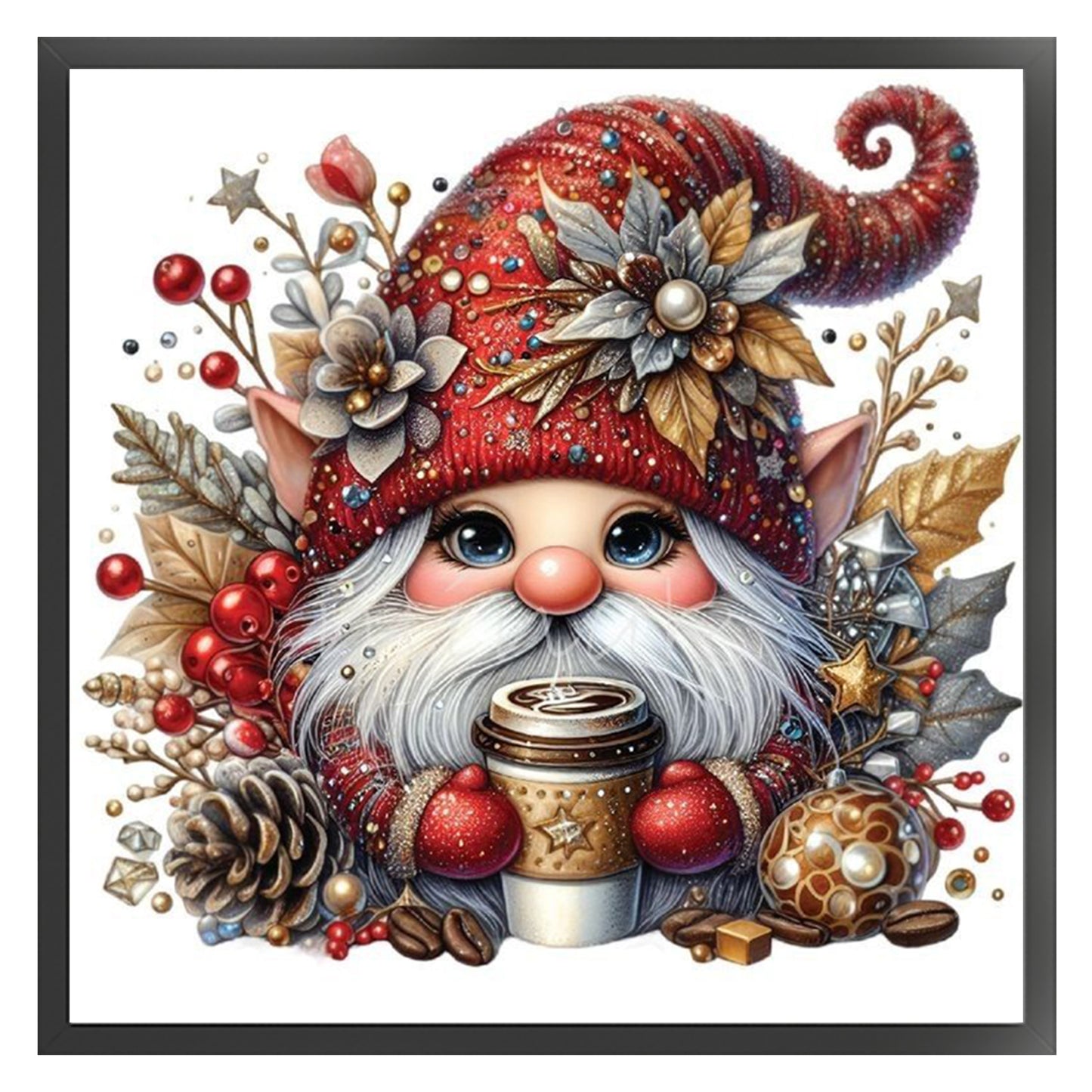 Gnome - Full 11CT Stamped Cross Stitch 45x45CM - Huacan