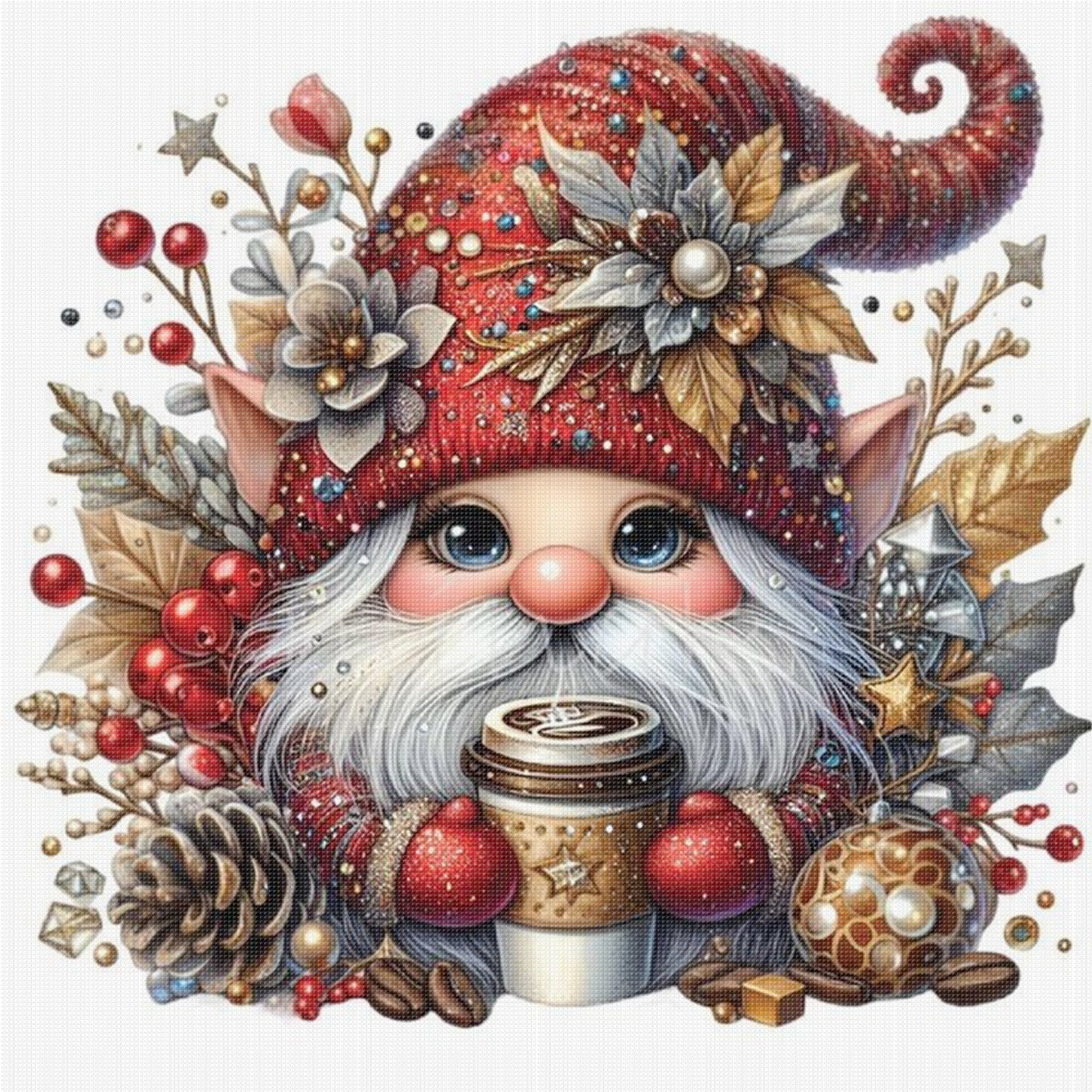 Gnome - Full 11CT Stamped Cross Stitch 45x45CM - Huacan