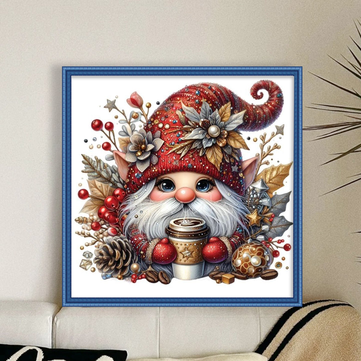 Gnome - Full 11CT Stamped Cross Stitch 45x45CM - Huacan