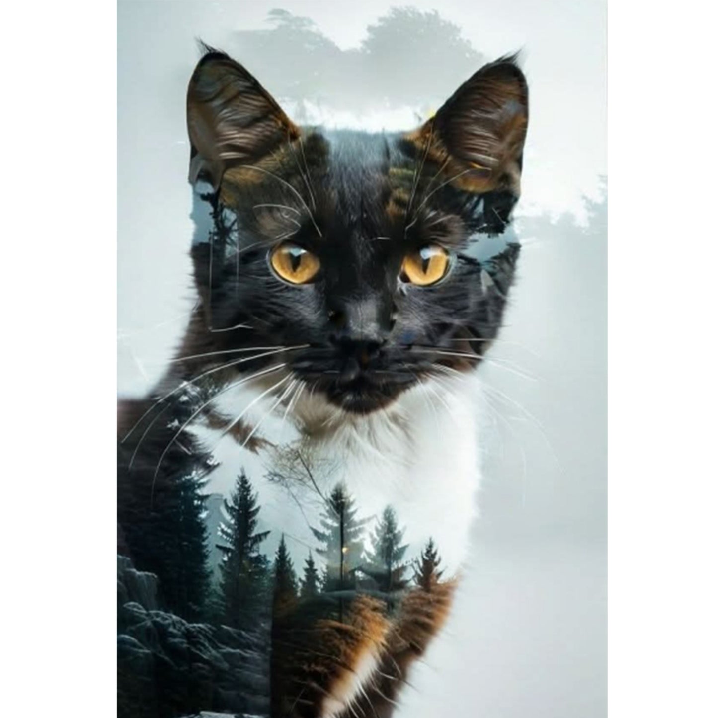 Silhouette - Cat - Full 11CT Stamped Cross Stitch 40x60CM - Huacan