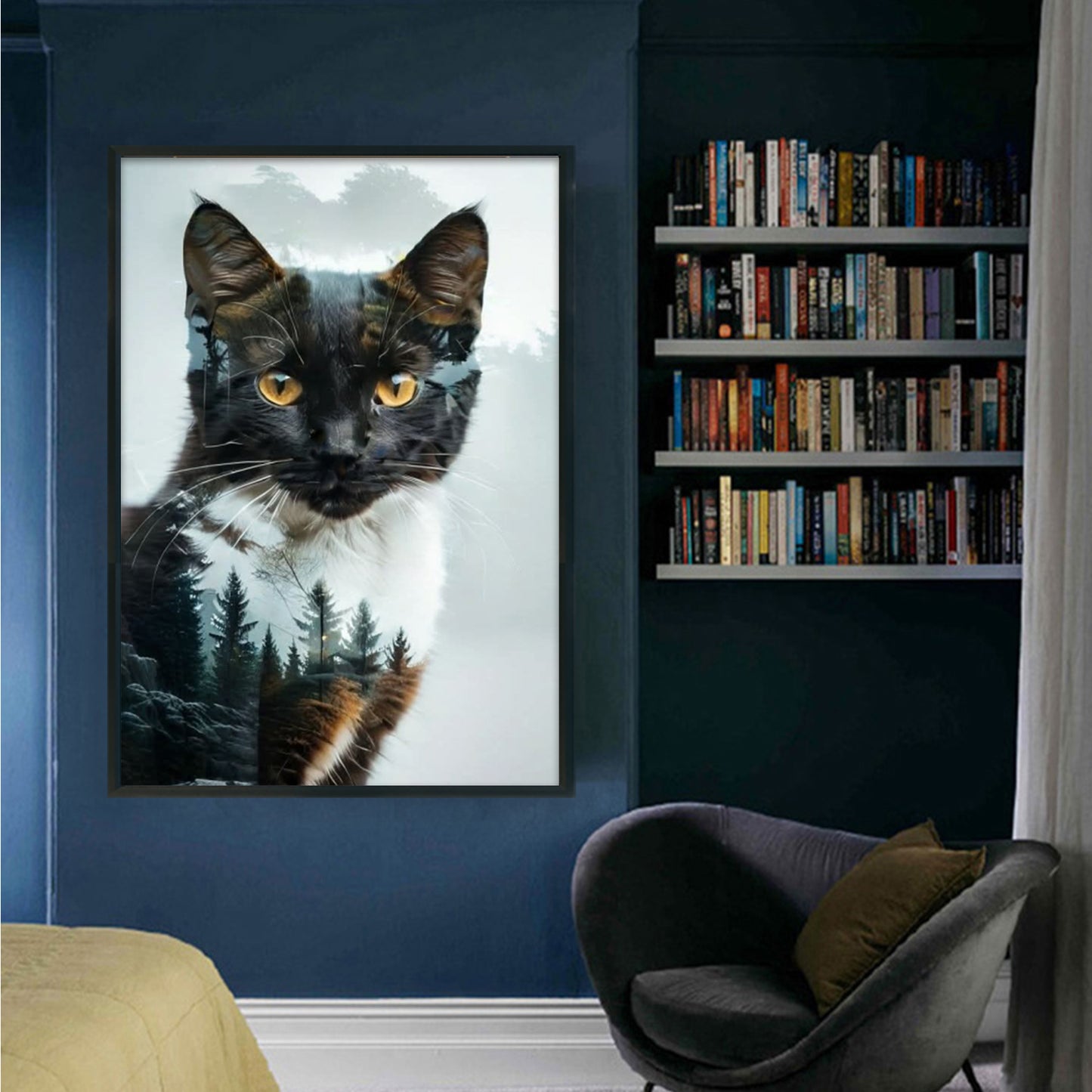 Silhouette - Cat - Full 11CT Stamped Cross Stitch 40x60CM - Huacan