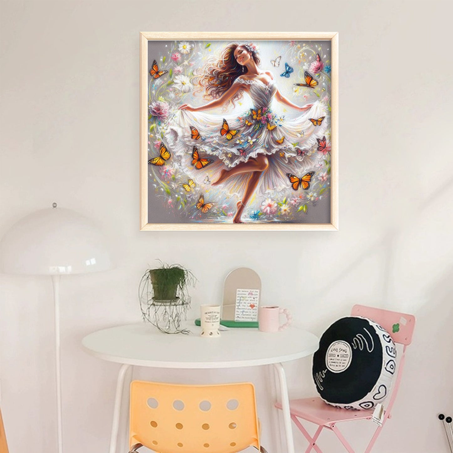 Butterfly And Girl - Full 11CT Stamped Cross Stitch 45x45CM - Huacan