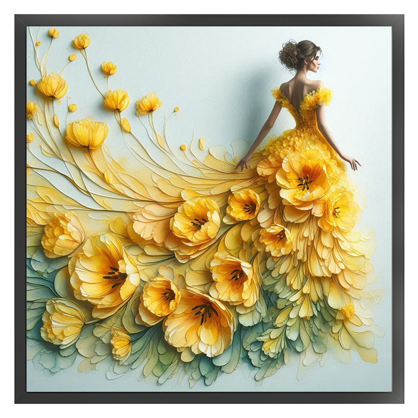 Flower Skirt Girl - Full 11CT Stamped Cross Stitch 45x45CM - Huacan