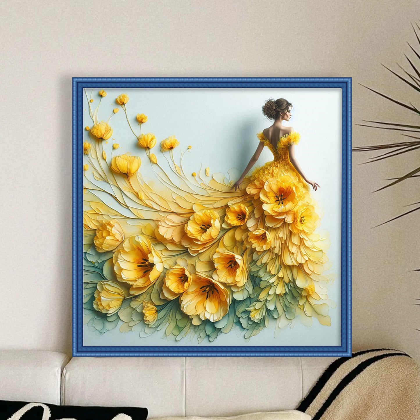 Flower Skirt Girl - Full 11CT Stamped Cross Stitch 45x45CM - Huacan