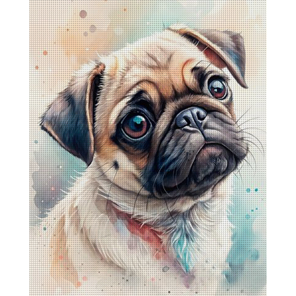 Pug-Dog - Full 11CT Counted Cross Stitch 40x50CM - Huacan