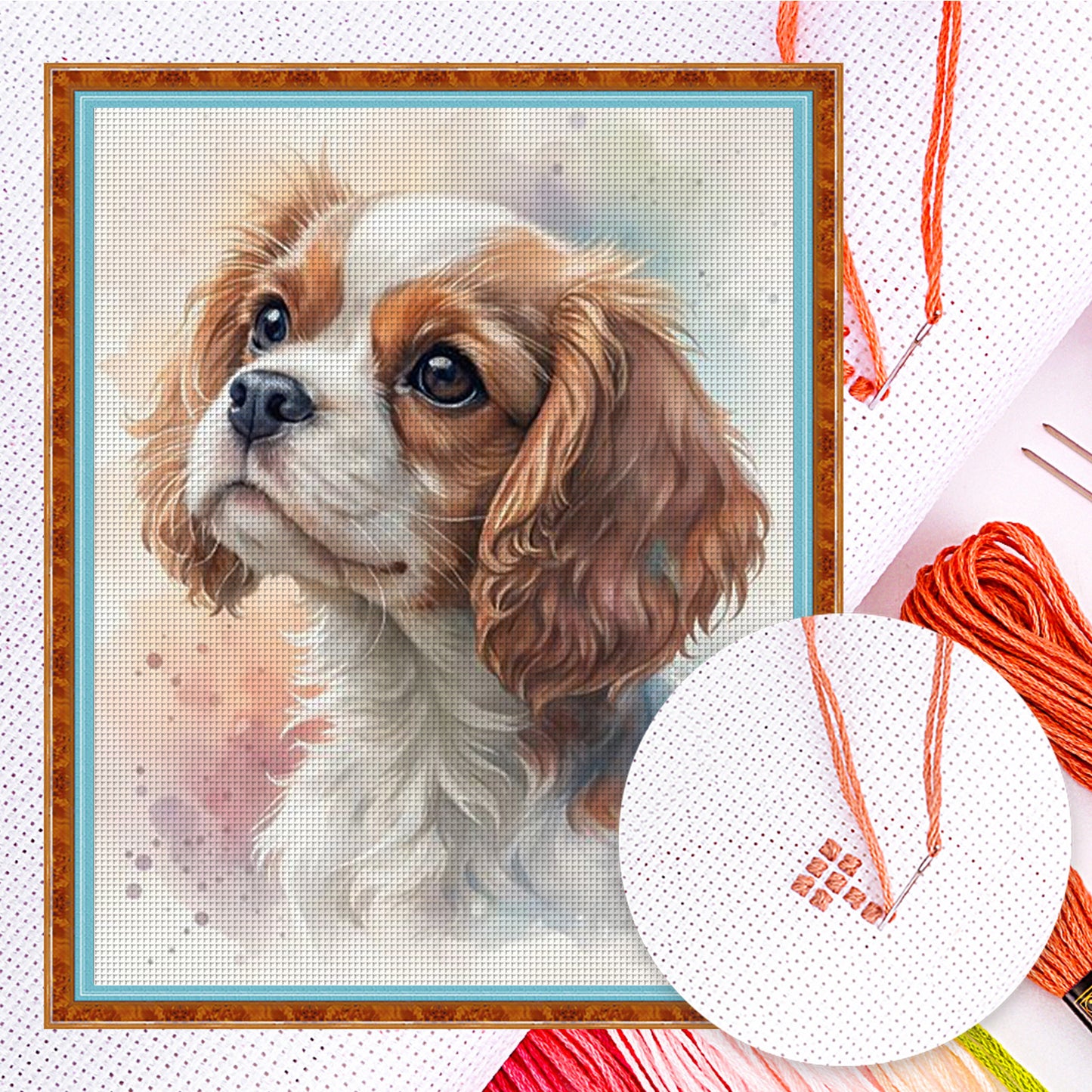 Cavalier King Charles Spaniel-Dog - Full 11CT Counted Cross Stitch 40x50CM - Huacan