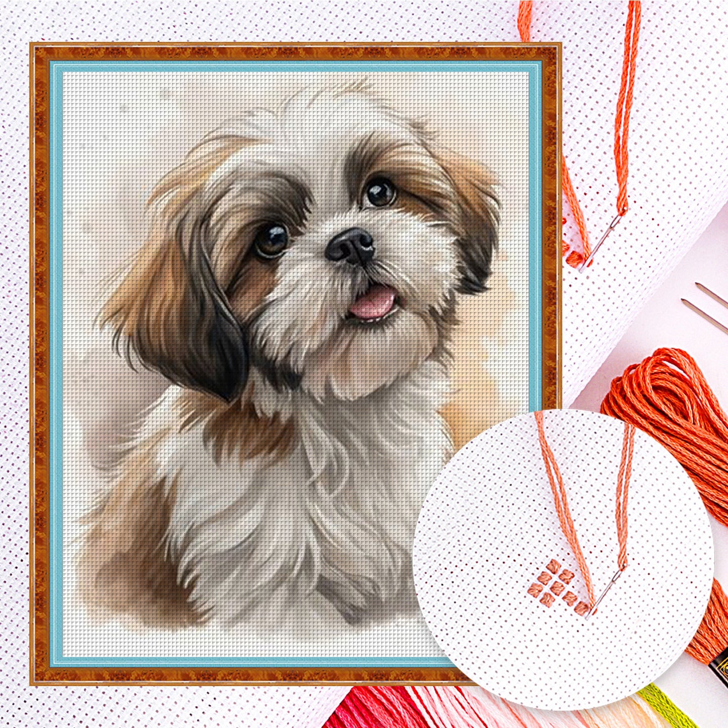 Shih Tzu-Dog - Full 11CT Counted Cross Stitch 40x50CM - Huacan