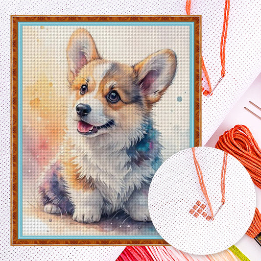 Corgi-Dog - Full 11CT Counted Cross Stitch 40x50CM - Huacan