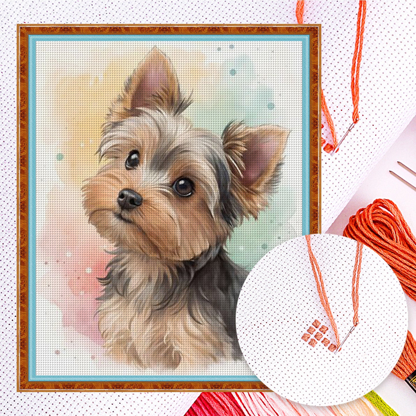 Yorkshire Terrier-Dog - Full 11CT Counted Cross Stitch 40x50CM - Huacan