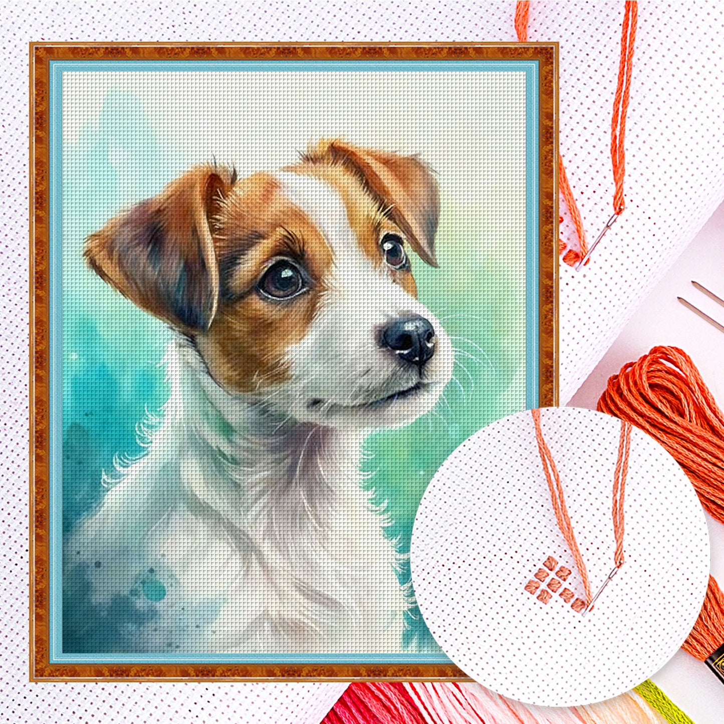 Jack Russell Terrier-Dog - Full 11CT Counted Cross Stitch 40x50CM - Huacan