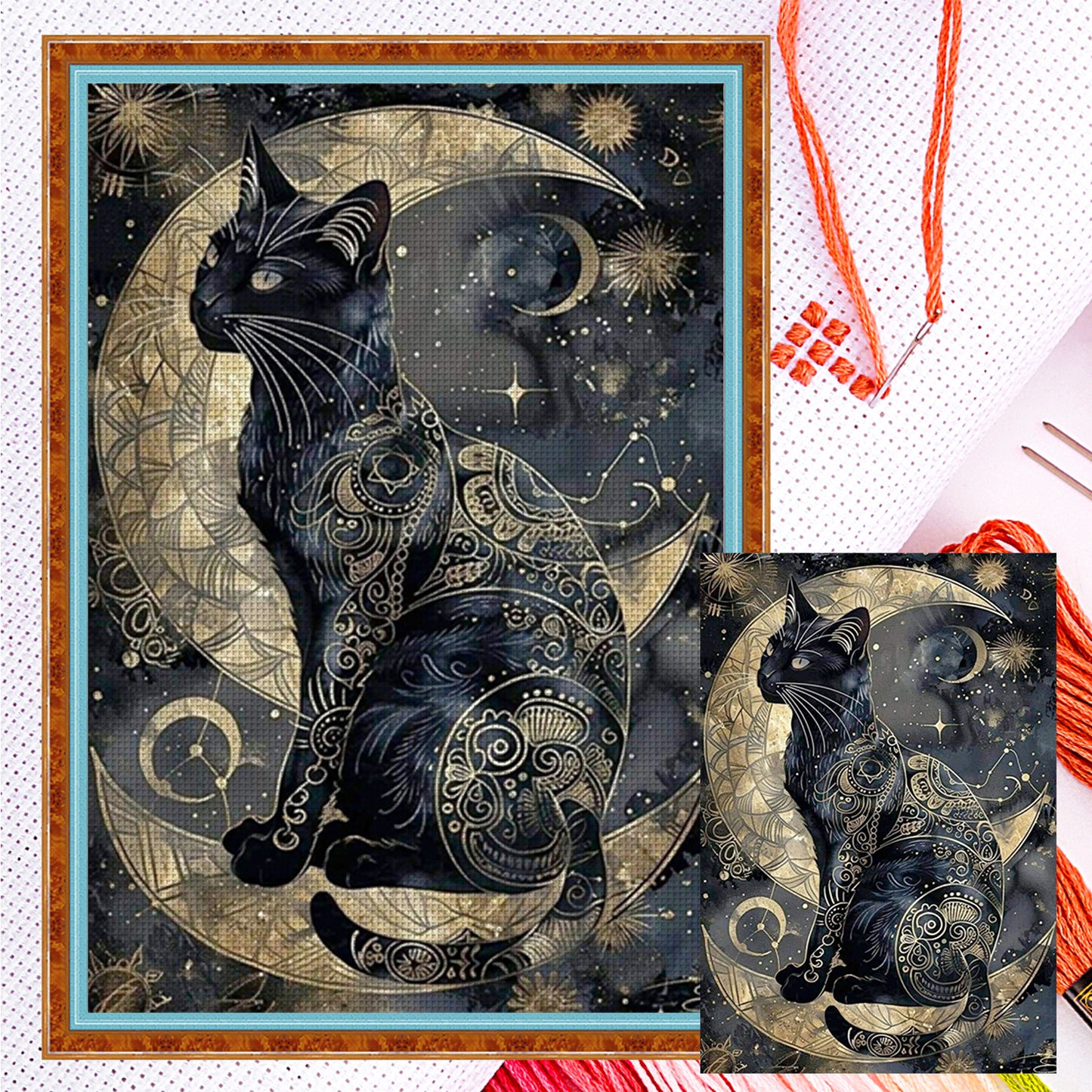 Black Cat - Full 11CT Counted Cross Stitch 40x60CM - Huacan