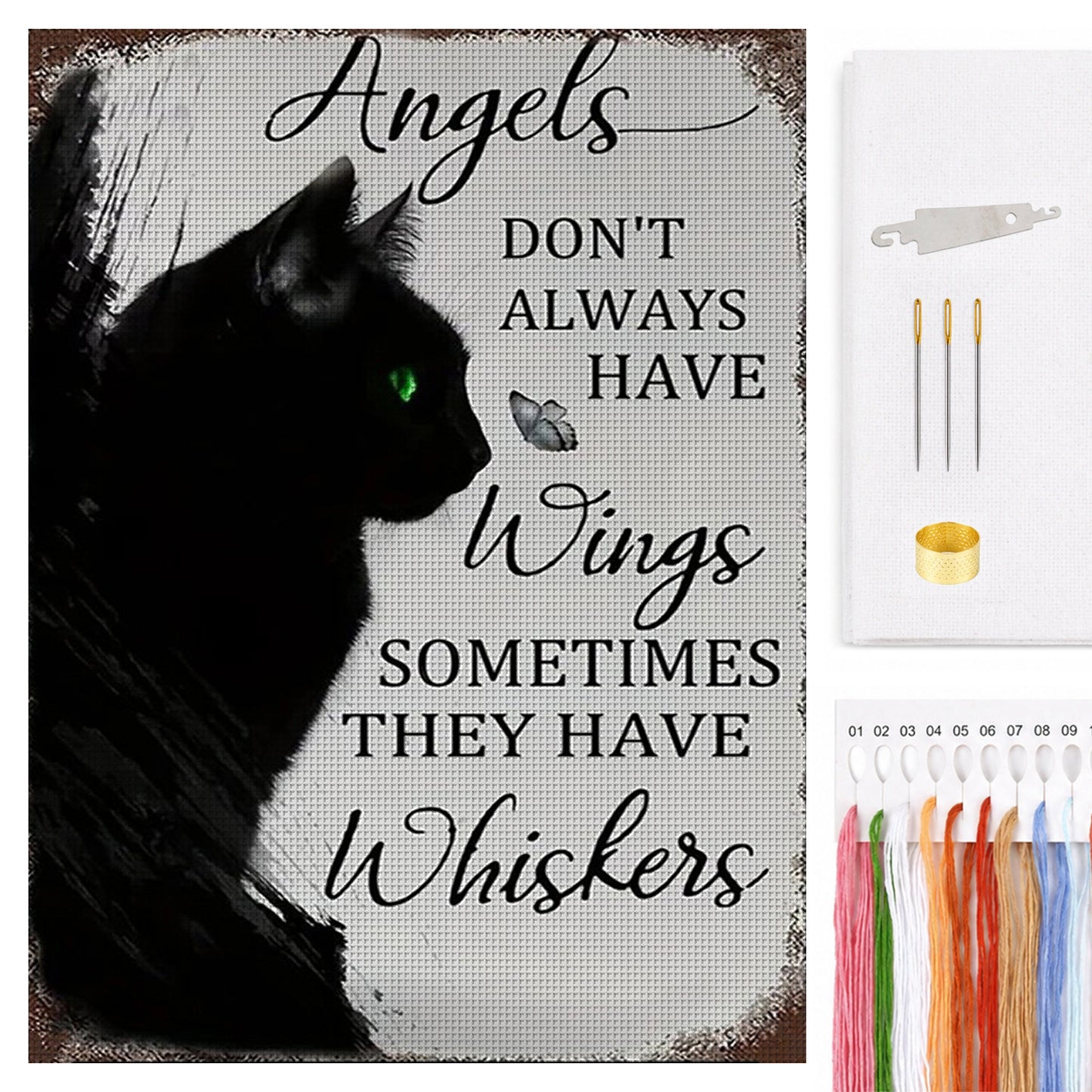 Black Cat Poster - Full 14CT Counted Cross Stitch 30x40CM - Yishu