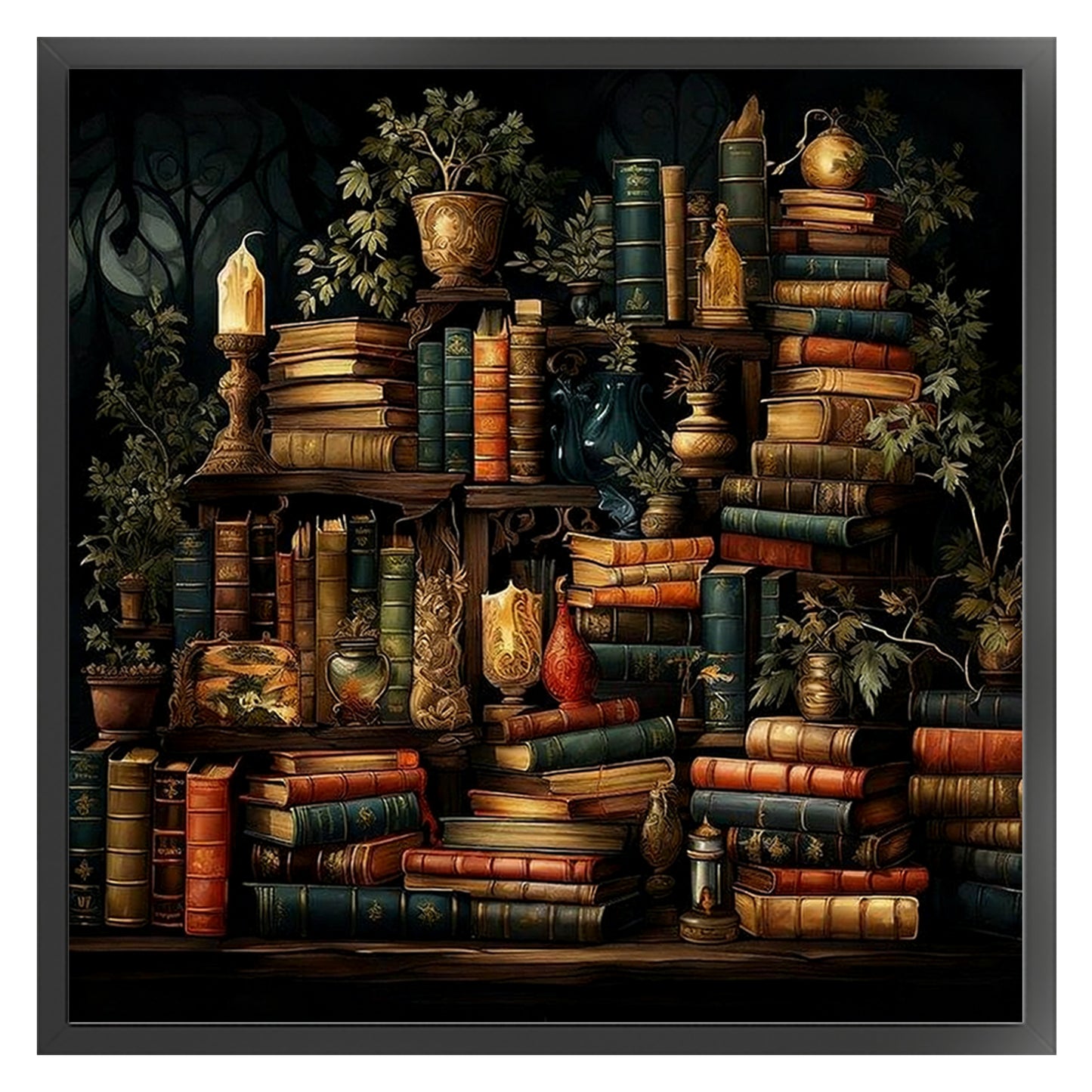 Bookshelf - Full 14CT Counted Cross Stitch 50x50CM - Yishu