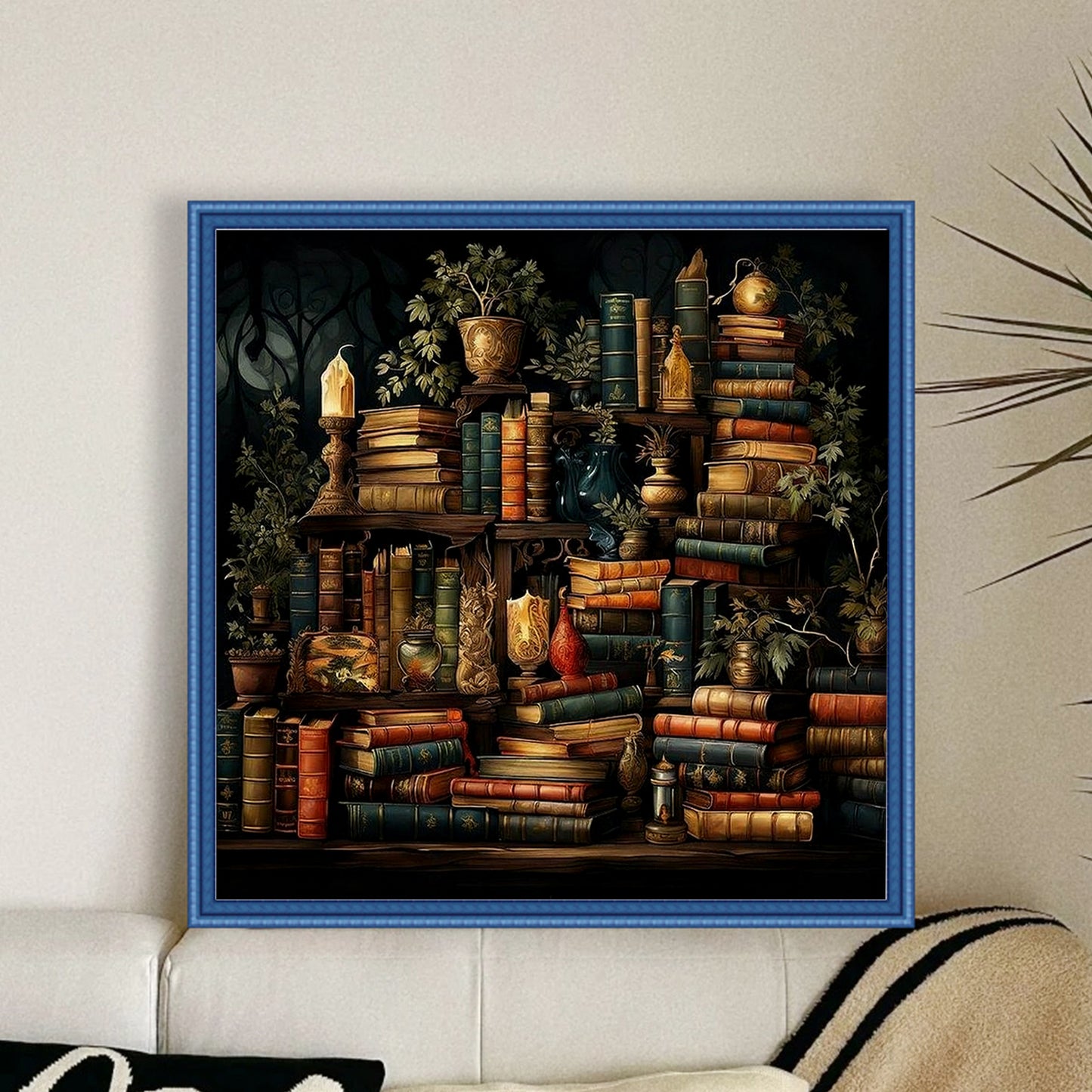 Bookshelf - Full 14CT Counted Cross Stitch 50x50CM - Yishu
