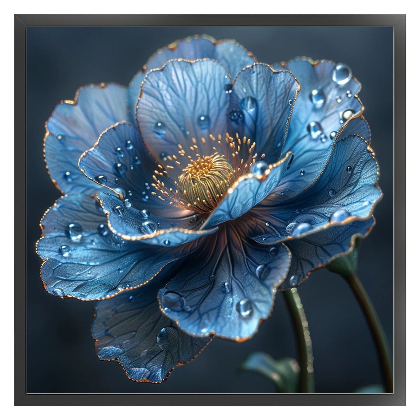 Blue Flower - Full 14CT Counted Cross Stitch 45x45CM - Yishu
