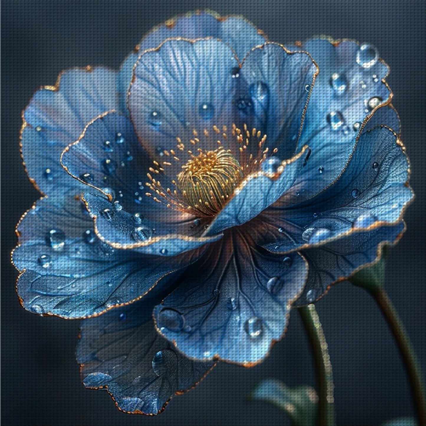 Blue Flower - Full 14CT Counted Cross Stitch 45x45CM - Yishu