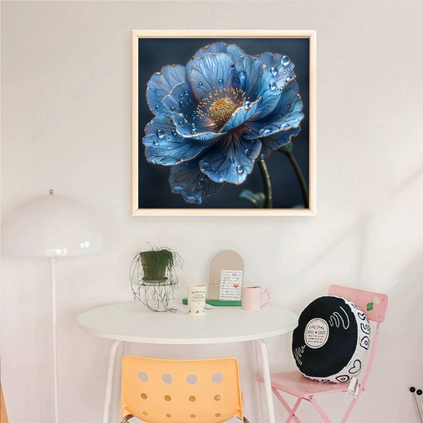Blue Flower - Full 14CT Counted Cross Stitch 45x45CM - Yishu