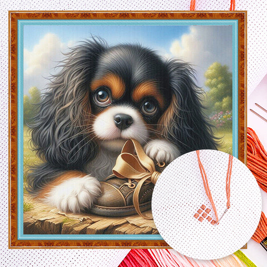 Cavalier King Charles Spaniel-Dog - Full 14CT Counted Cross Stitch 40x40CM - Yishu