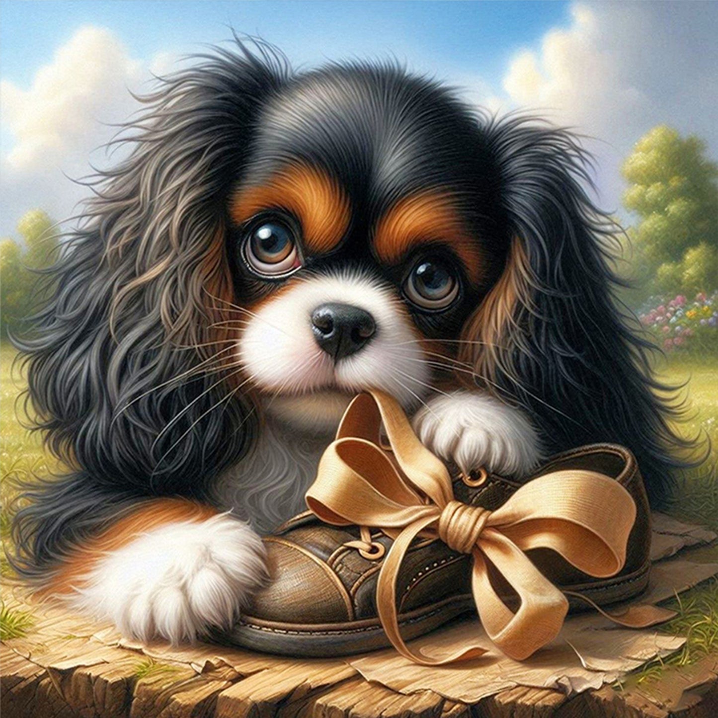 Cavalier King Charles Spaniel-Dog - Full 14CT Counted Cross Stitch 40x40CM - Yishu