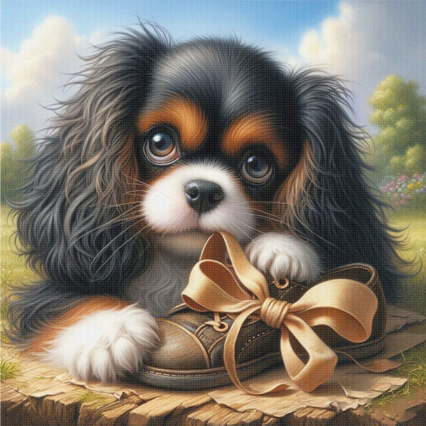 Cavalier King Charles Spaniel-Dog - Full 14CT Counted Cross Stitch 40x40CM - Yishu