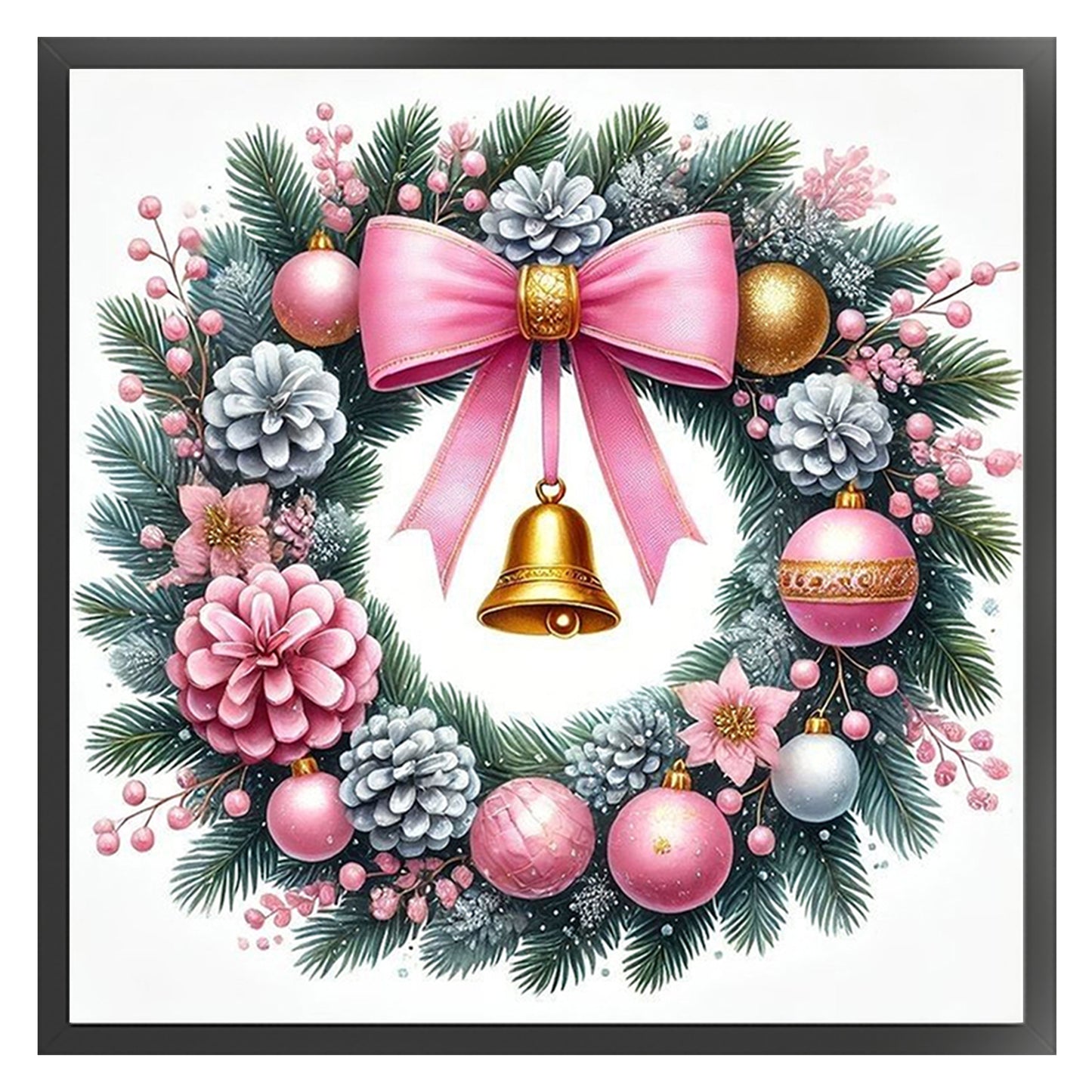 Flower Wreath - Full 14CT Stamped Cross Stitch 40x40CM - Huacan