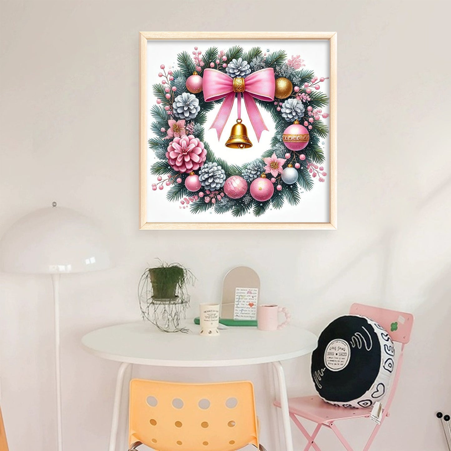 Flower Wreath - Full 14CT Stamped Cross Stitch 40x40CM - Huacan