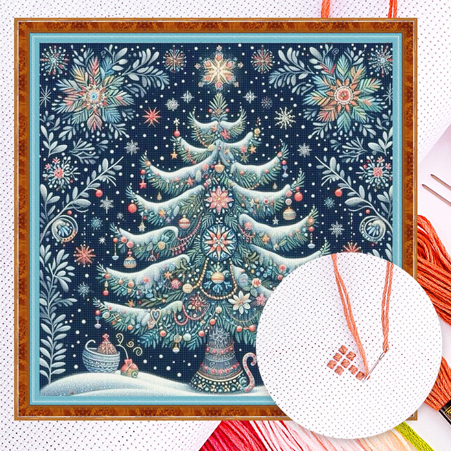 Christmas Tree - Full 14CT Counted Cross Stitch 40x40CM - Huacan