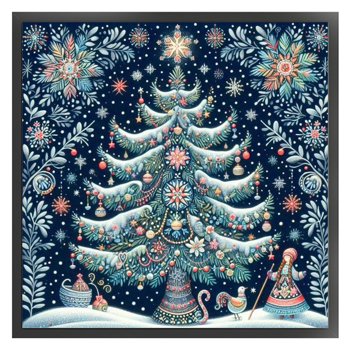 Christmas Tree - Full 14CT Counted Cross Stitch 40x40CM - Huacan