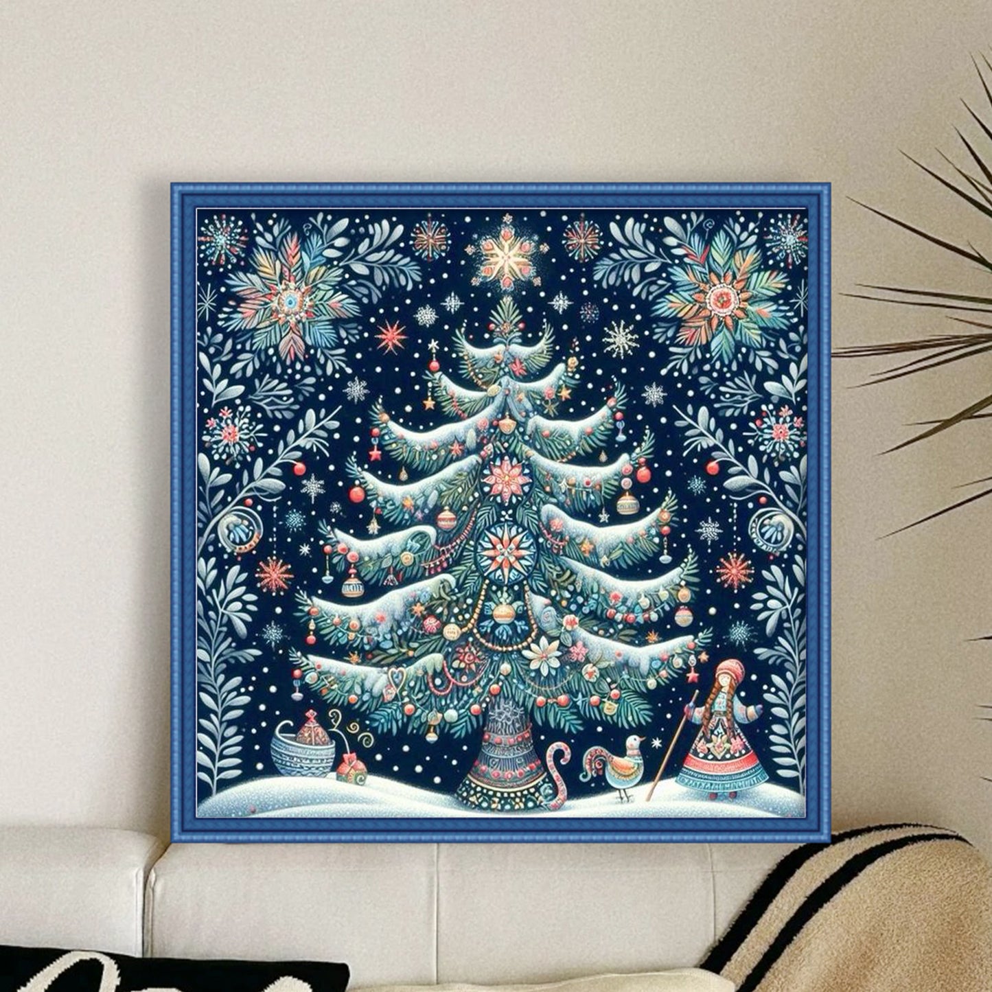 Christmas Tree - Full 14CT Counted Cross Stitch 40x40CM - Huacan