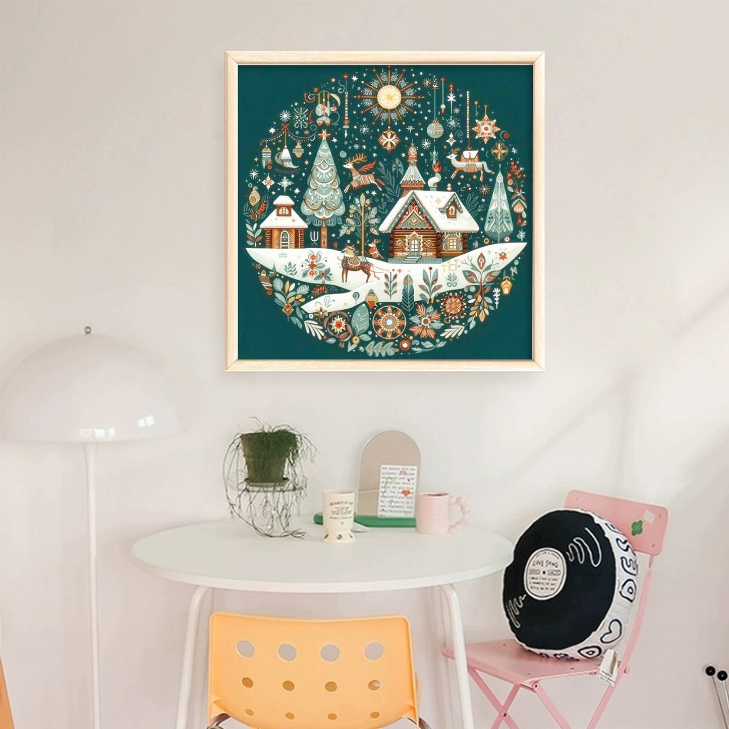 Christmas Scenery - Full 14CT Counted Cross Stitch 40x40CM - Huacan