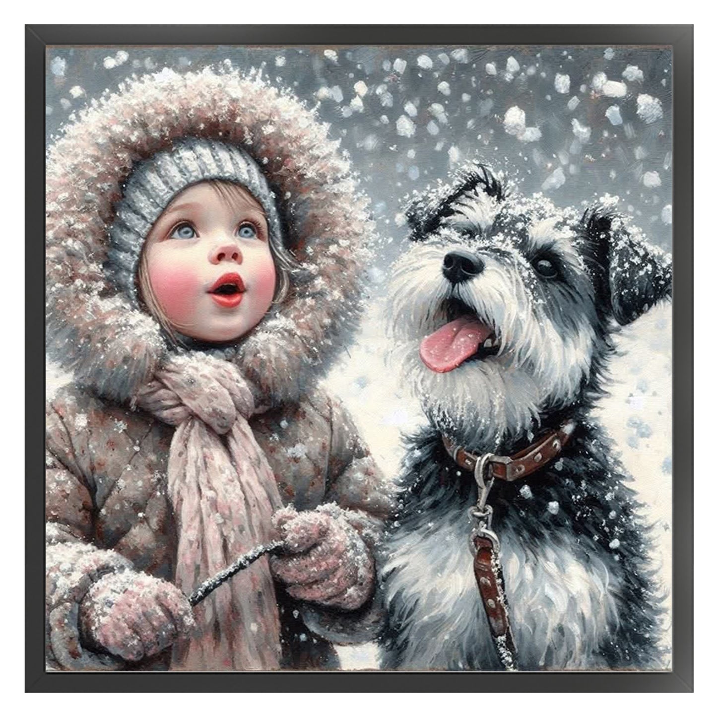 Boy And Dog - Full 11CT Counted Cross Stitch 40x40CM - Huacan