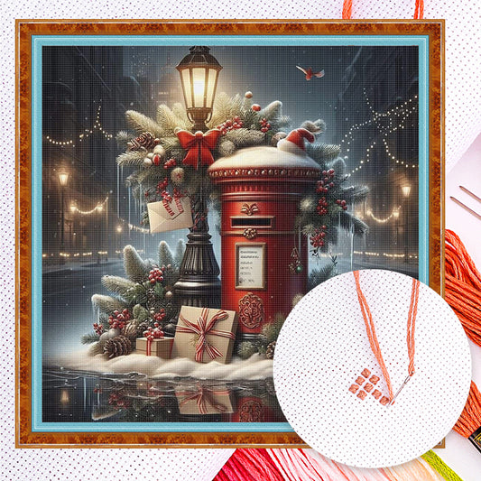 Christmas Mailbox - Full 11CT Counted Cross Stitch 45x45CM - Huacan